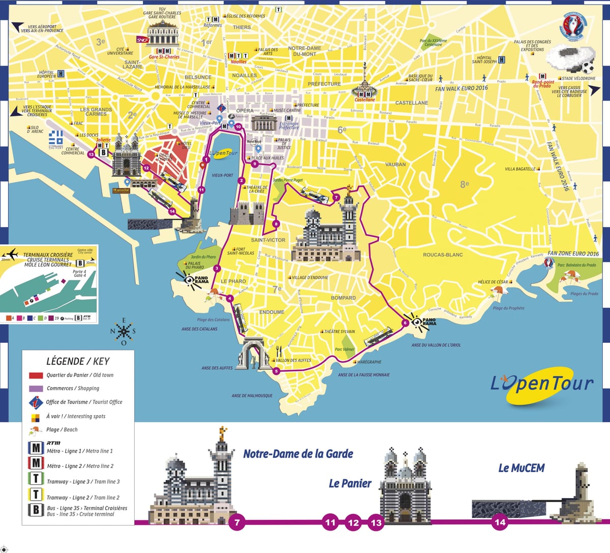 Marsel-hop-hop-off avtobus marşrut xəritəsi