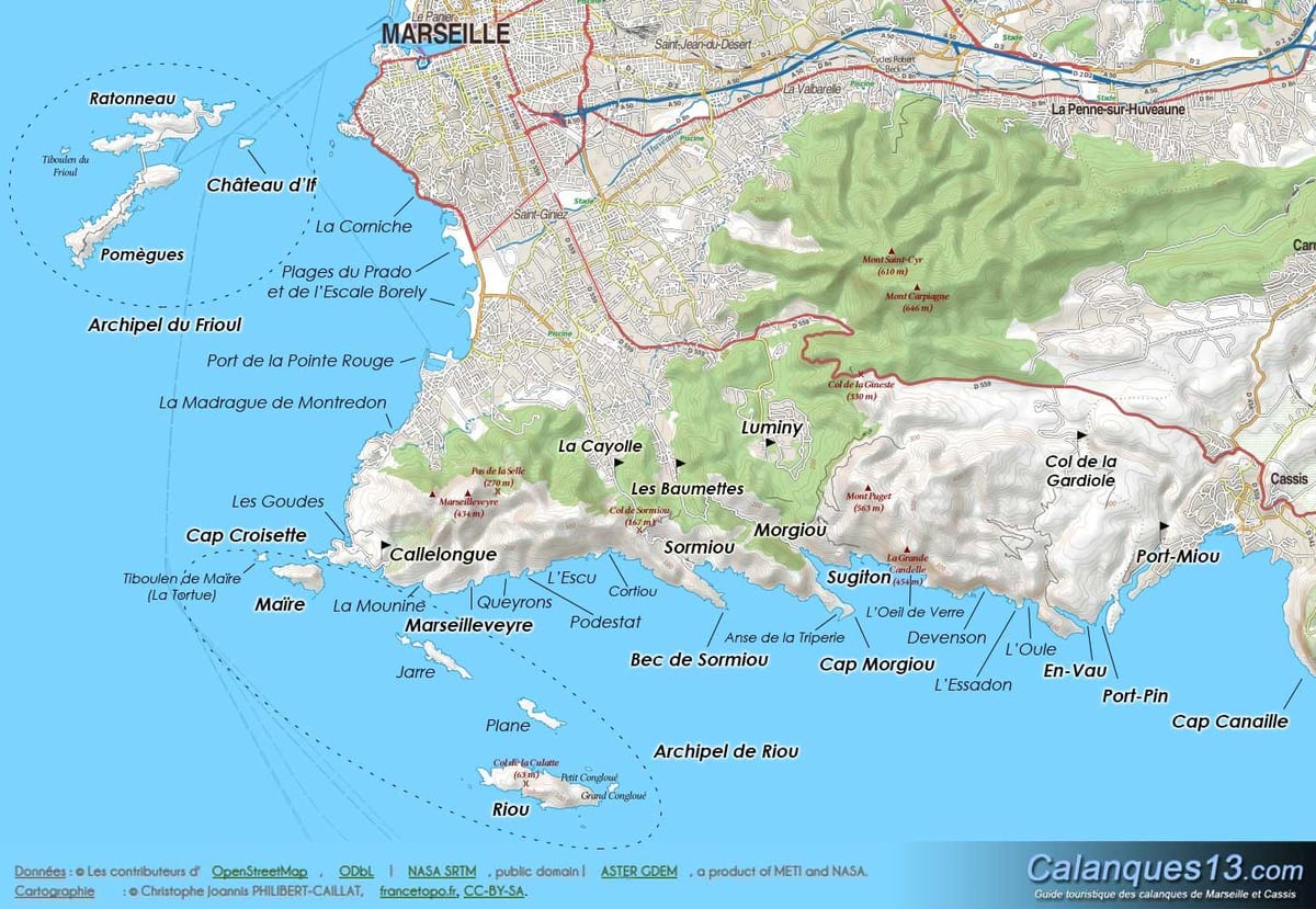 coğrafi xəritə Marseille